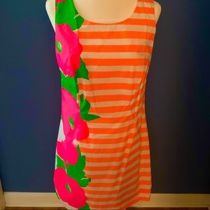 NEW Lilly Pulitzer Delia Sunrise Orange Wildflowers Cotton Poplin Shift Dress 8